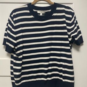 Banana Republic Navy and Cream Striped Sweater